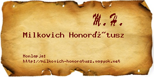 Milkovich Honorátusz névjegykártya